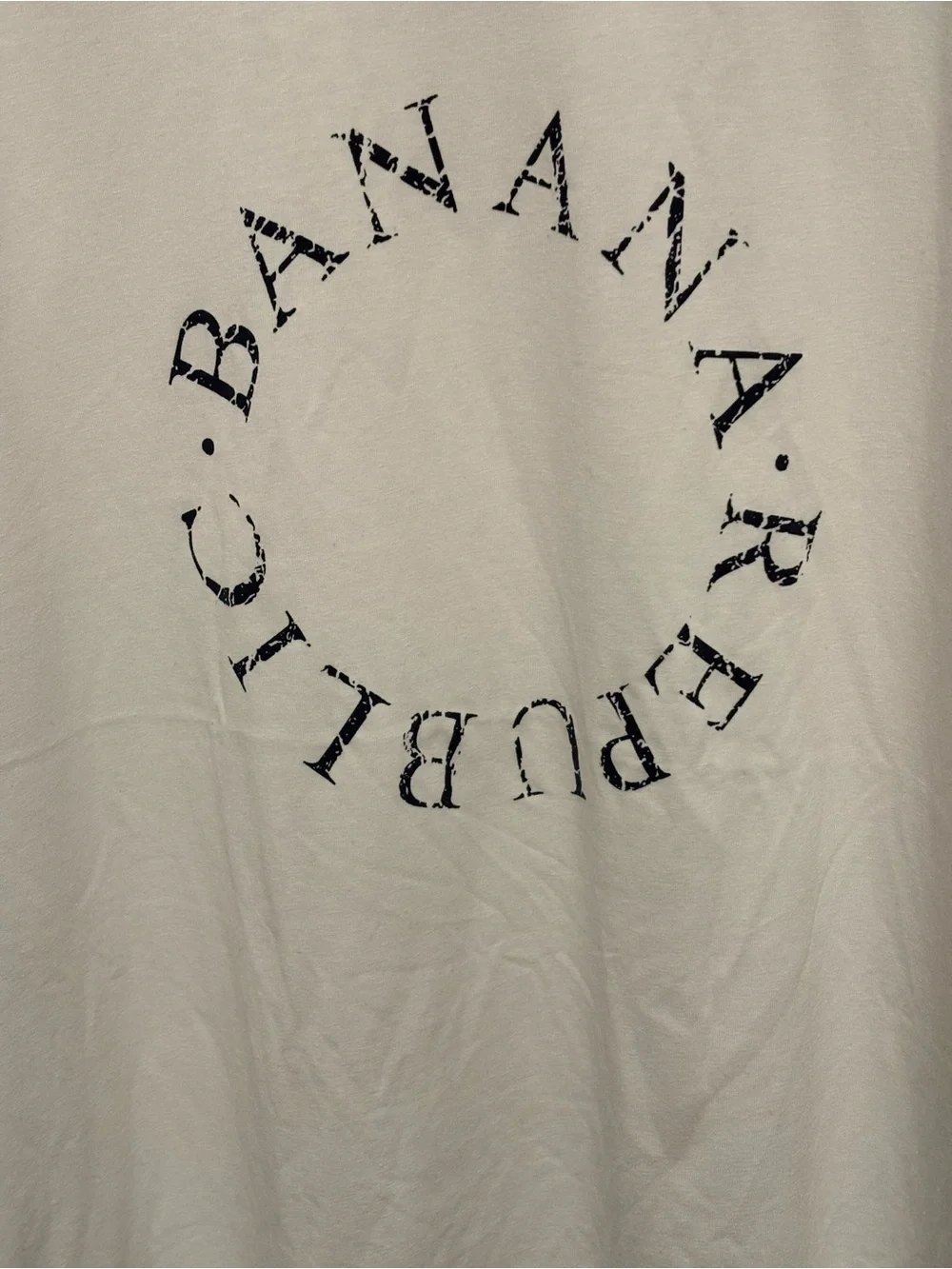 Banana Republic white Short Sleeve Tee with Distressed Black Logo